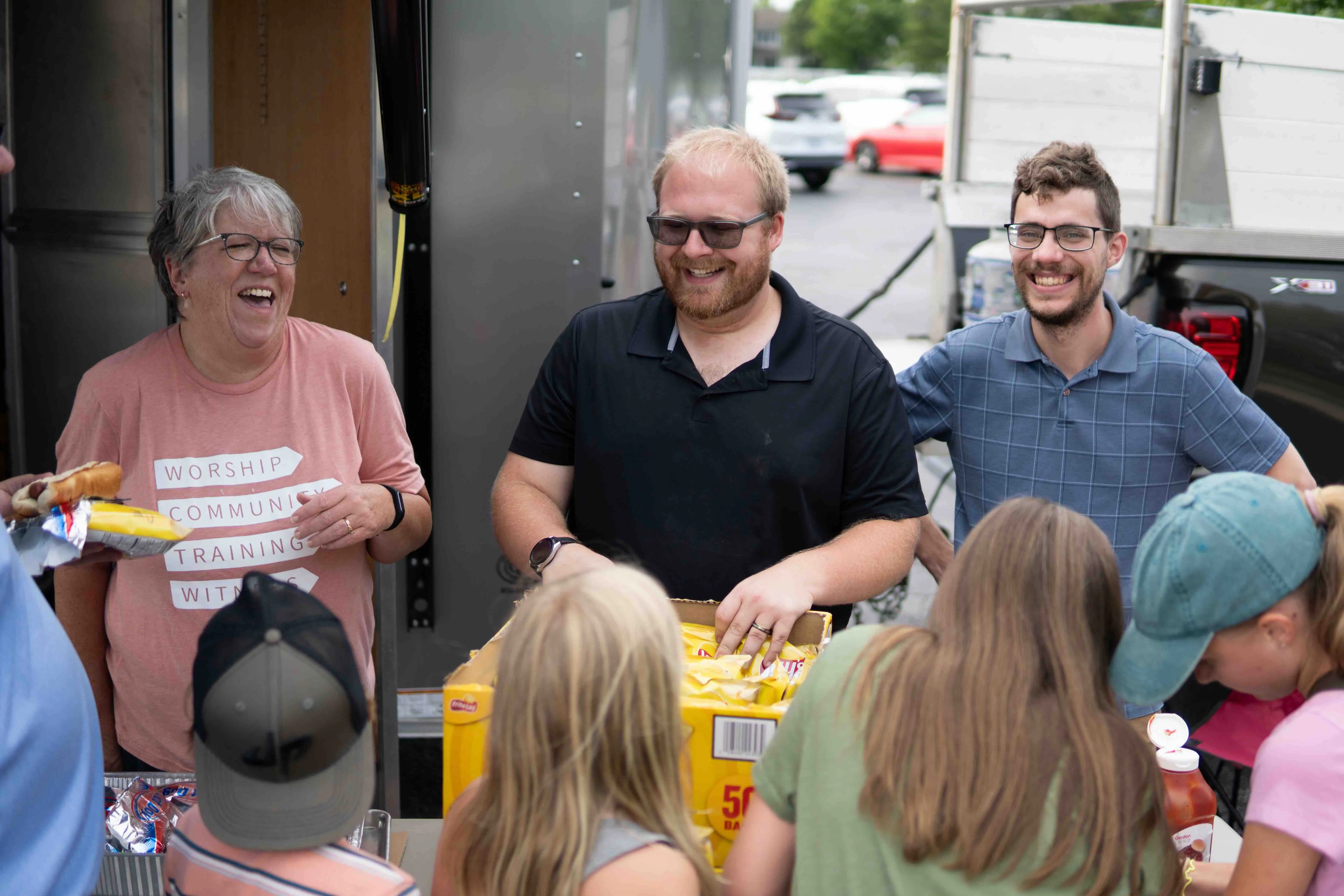 Church members serving others