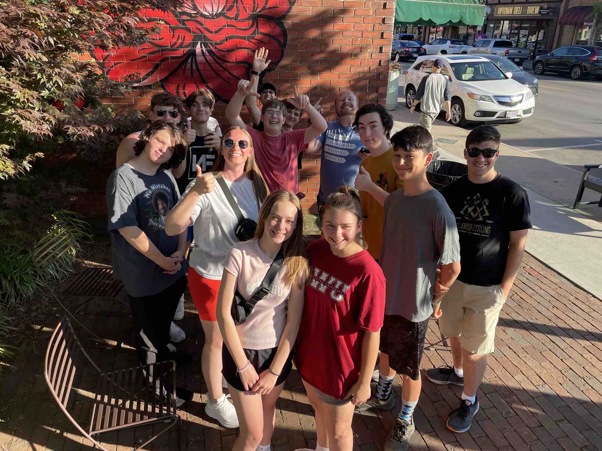 Students in a group outside