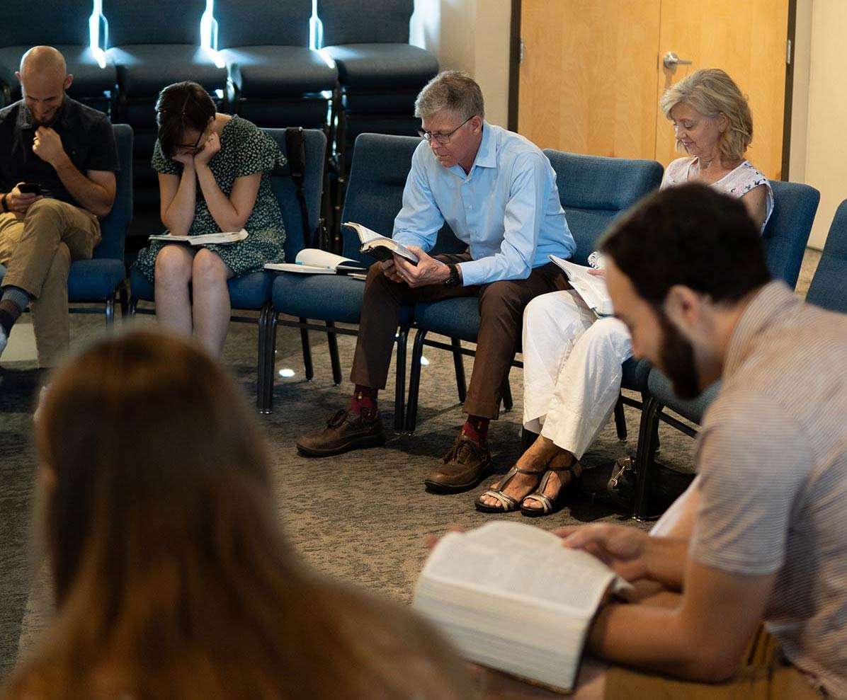 Crossroads Young adults studying the Bible